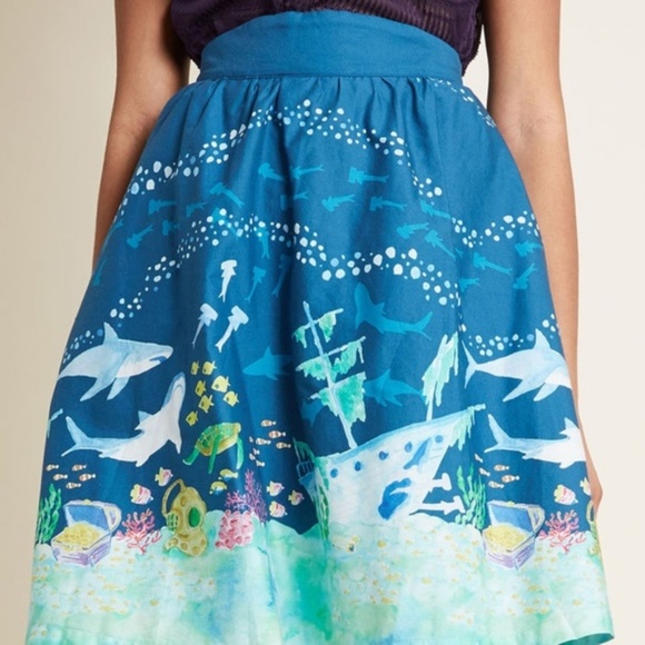 Modcloth Dresses & Skirts - NWOT Modcloth Shark Shipwreck Underwater Skirt